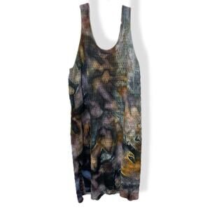 Hand tie dyed crochet-style knit swim cover dress XXL black